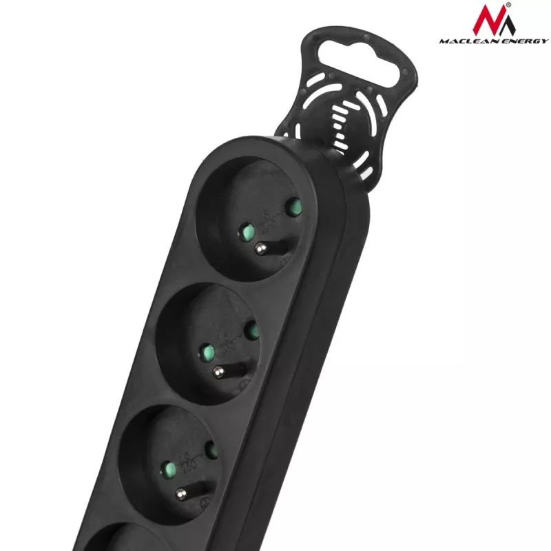 Verlengsnoer MACLEAN MCE225 — 1.5 m kabel, 6 Type F AC-stopcontacten, binnen, zwart