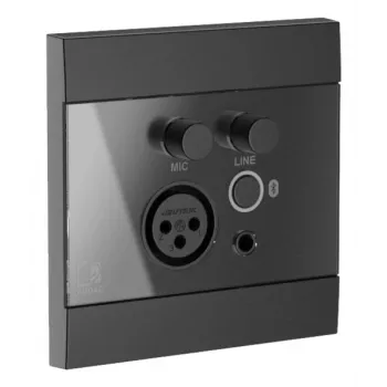 AUDAC WP225/B Wandpaneel, XLR-microfoon + 3,5-mm jackbus, Bluetooth, zwart