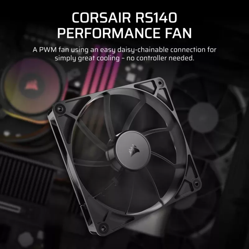 Ventilator Corsair RS140 14 cm zwart 330–1700 tpm 0,11–3,46 mmH2O