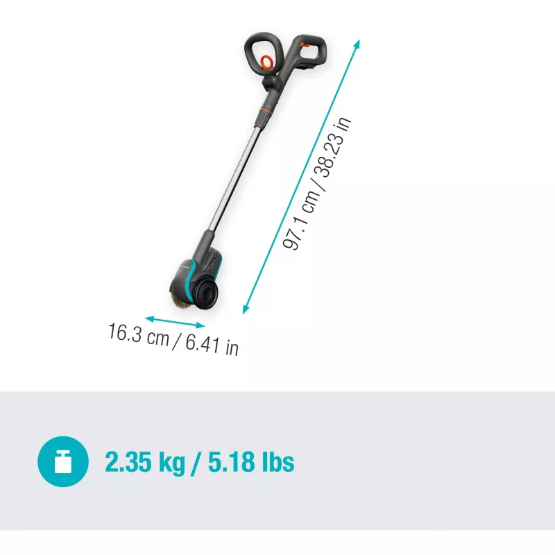 Gardena 14820-55 EasyWeed 1800/18V P4A solo accu-voegenborstel onkruidverwijderaar, zonder accu en lader, grijs/turquoise