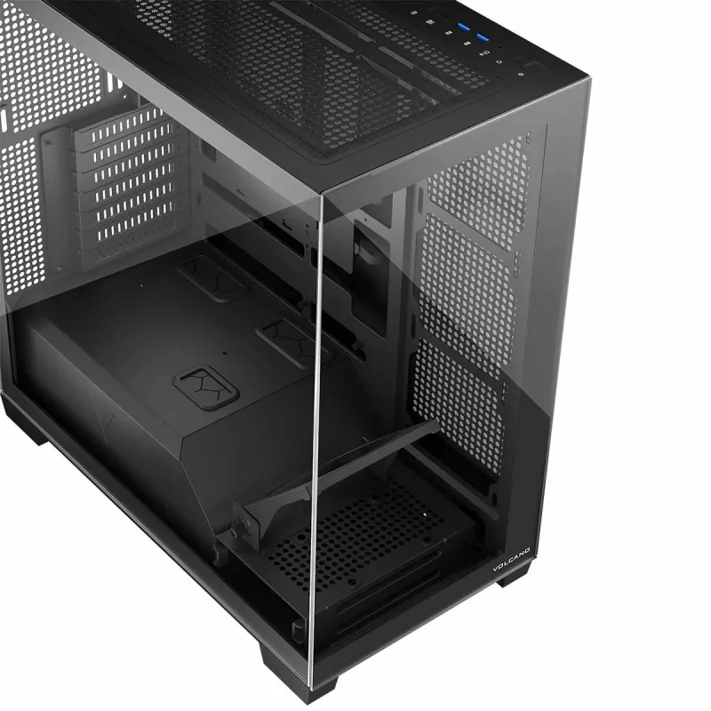 PC-behuizing MODECOM Volcano Stellar NF ATX Midi Tower, gehard glas, zwart, ondersteunt ATX/micro ATX, GPU tot 420 mm, CPU-koeler 175 mm