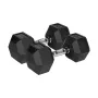 Korte dumbbell Rebel Active hex rubber 15 kg – enkele hex-dumbbell, compacte grip