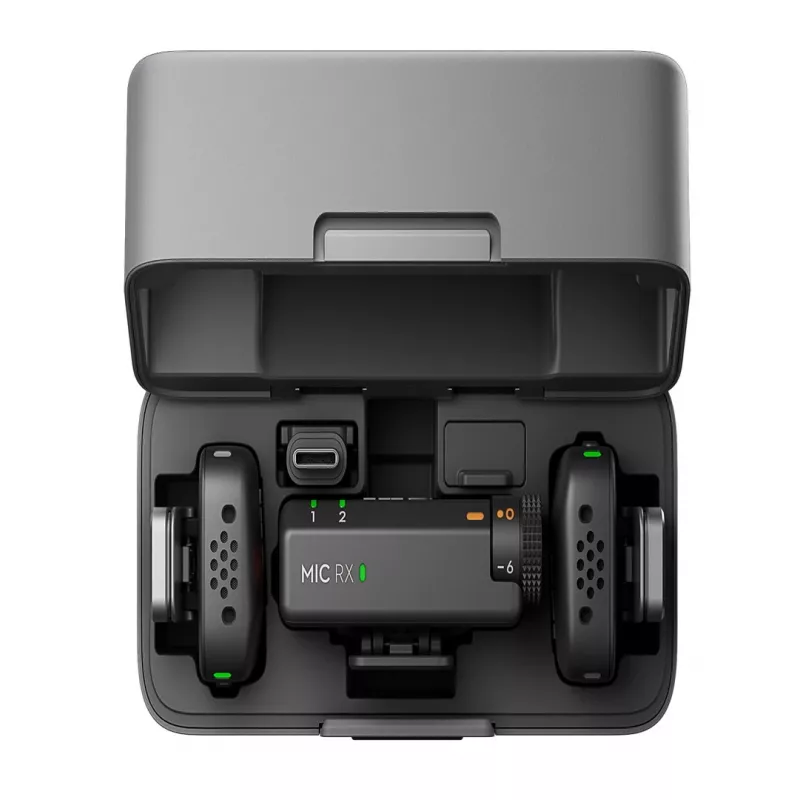 DJI Mic Mini (2 TX + 1 RX + oplaadcase) draadloze microfoonkit - donkergrijs