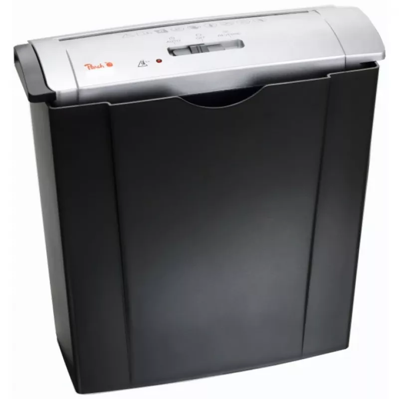 Papiervernietiger PEACH PS400-02, strokenversnippering, 22 cm werkbreedte, 7 mm snede, zwart/zilver