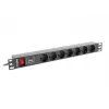 Lanberg | stroomverdeeleenheid (PDU) 19 inch 1U 10A 2M 7x Schuko-stopcontacten | PDU-07F-0200-IEC-BK