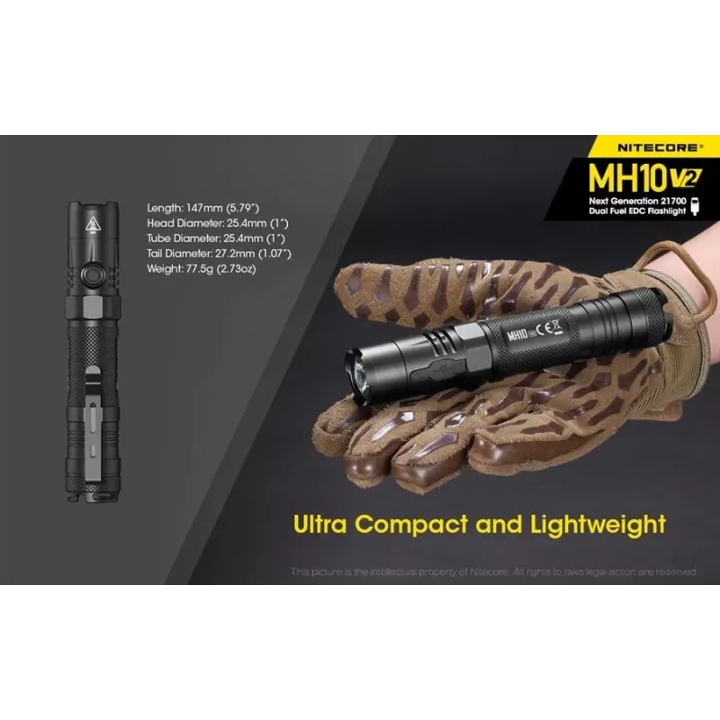 Handzaklamp Nitecore MH10 V2 zwart