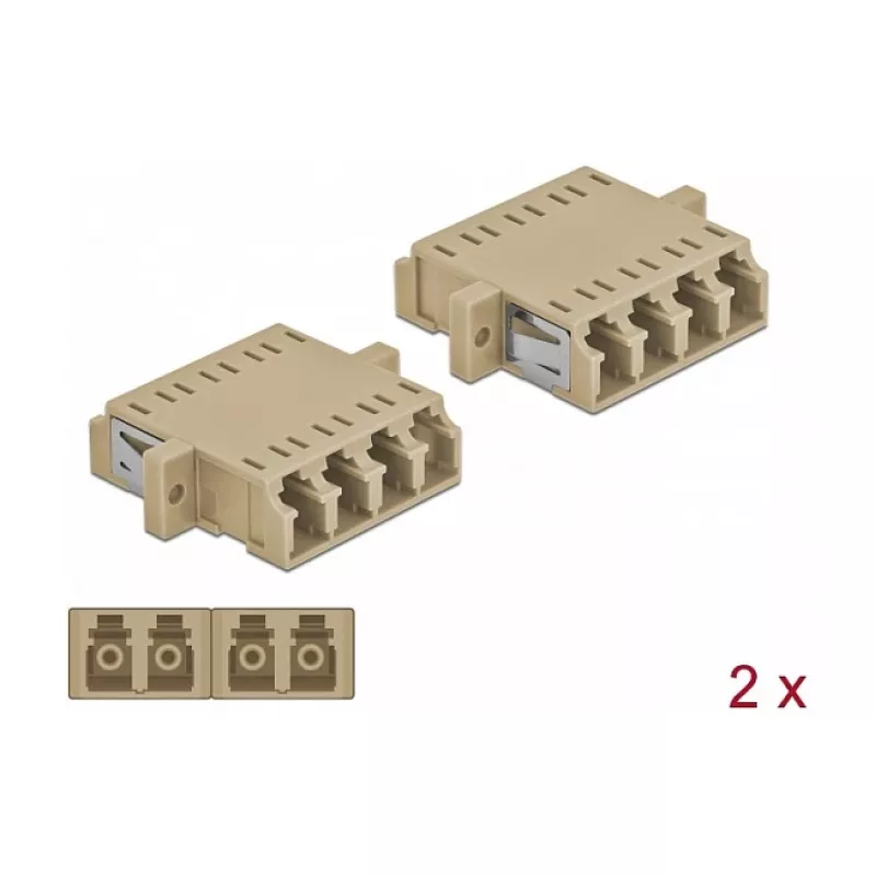 Glasvezeladapter DELOCK LC-bus naar LC-bus, beige, 2-pack