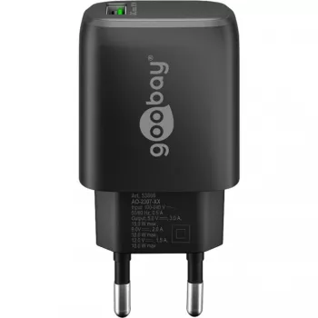 USB-A QC snellader (18 W) (zwart)