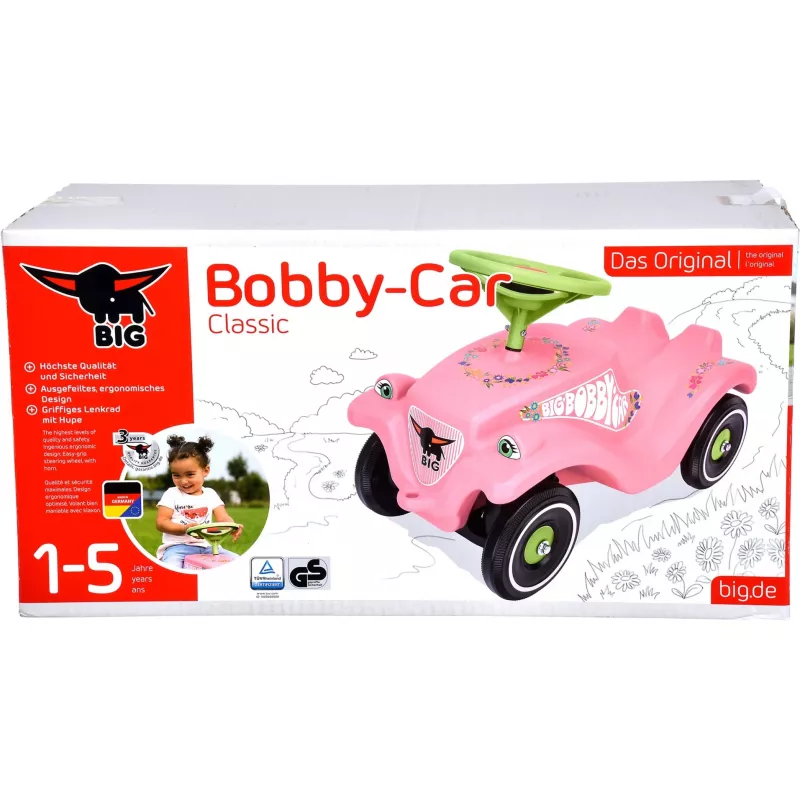 Bobby-Car-Classic Flower, loopauto roze/lichtgroen