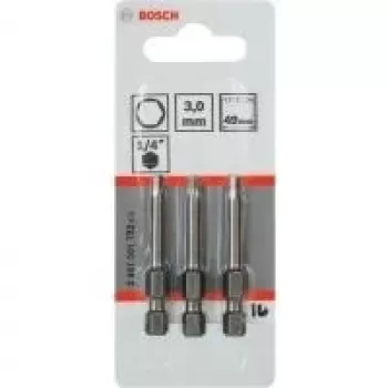Schroefbitset Bosch 3 stuks extra hard, Hex 3 mm, 49 mm lengte, 1/4