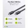 USB-C-kabel WENTRONIC USB4 Gen4 1.2m — ondersteunt 16k@60Hz en 4K@120Hz