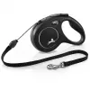 Rollijn Flexi Classic 5 m zwart voor middelgrote honden, snoer, max. belasting 20 kg, reflecterende elementen