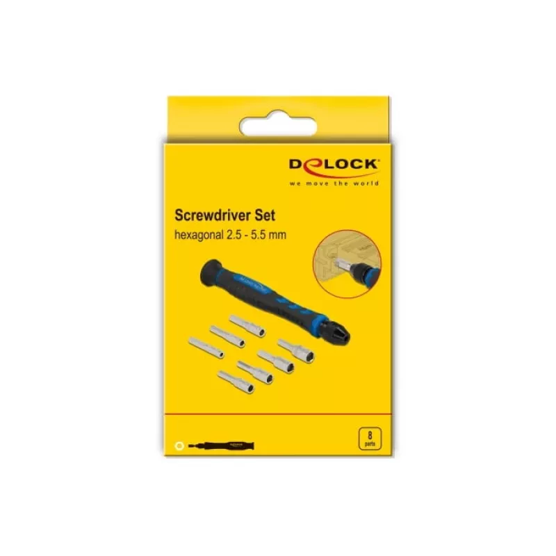Schroevendraaier-set DeLOCK 90551 8-delig buitenzeskant holschacht 2,5 - 5,5 mm
