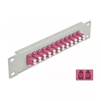 Glasvezel-patchpaneel DeLOCK 10 inch 12 poorten LC Duplex paars 1U grijs