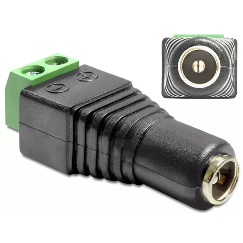 Kabeladapter DeLOCK 65485 DC 2,5 x 5,5 mm 2p zwart groen