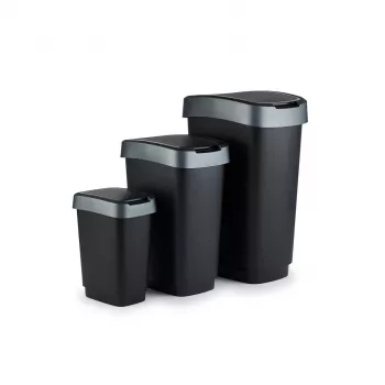 Afvalemmer Rotho Twist 50 L rechthoekig polypropyleen, 50 L, 602×298×401 mm, zwart