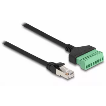 DeLOCK RJ45-kabel Cat.6 stekker naar klemmenstrookadapter 30 cm zwart groen