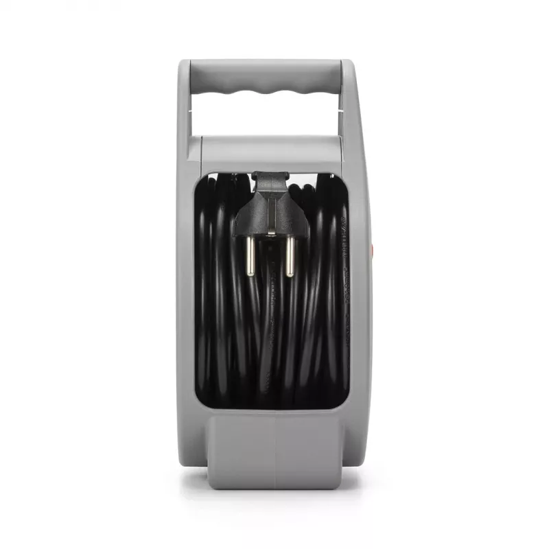 Kabelhaspel MONTIS MT189-10 — 10 m intrekbare kabel, 2 stopcontacten, grijs, kunststof behuizing