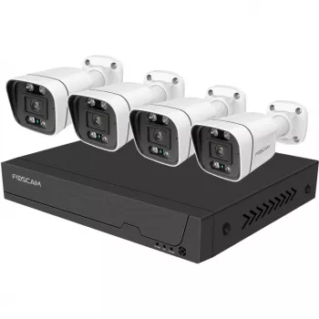 Foscam FNA108E-B4-2T videobewakingssysteem wit 4x 4K PoE bulletcamera, 1x 8-kanaals NVR