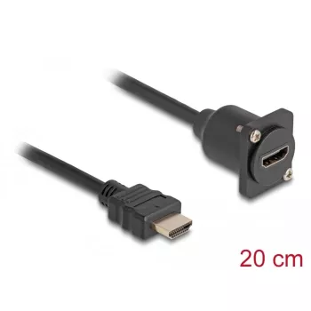 DeLOCK D-Type HDMI-kabel stekker naar bus zwart 20 cm
