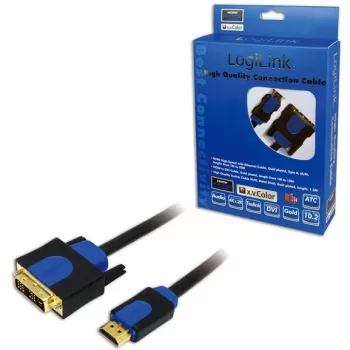 Videokabel-adapter LogiLink CHB3102 2 m HDMI DVI-D zwart blauw