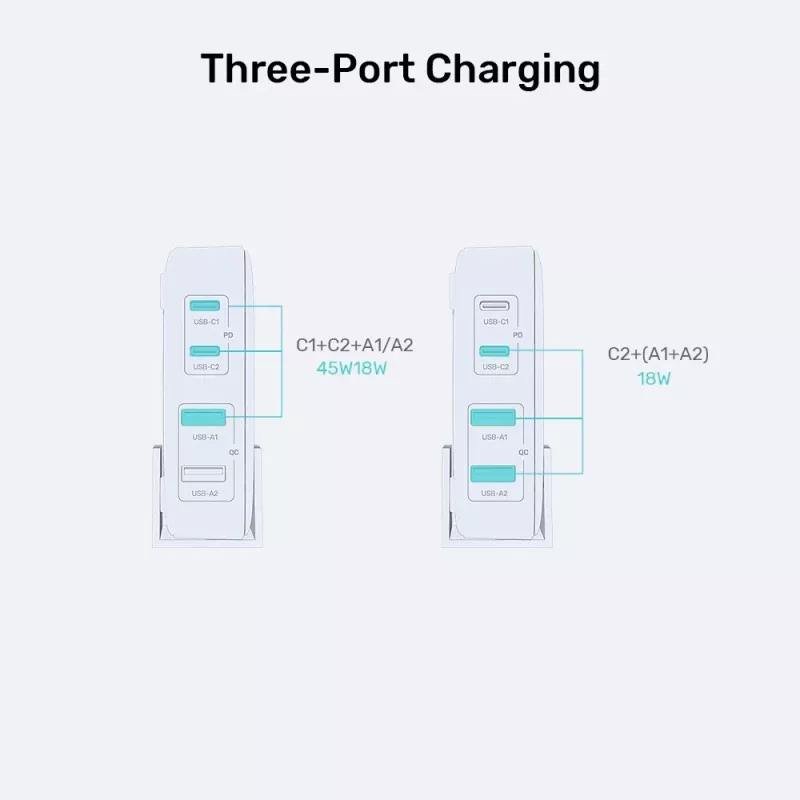 Bureau-oplader Unitek P1228AWH01-EU 70W 2×USB-A 2×USB-C
