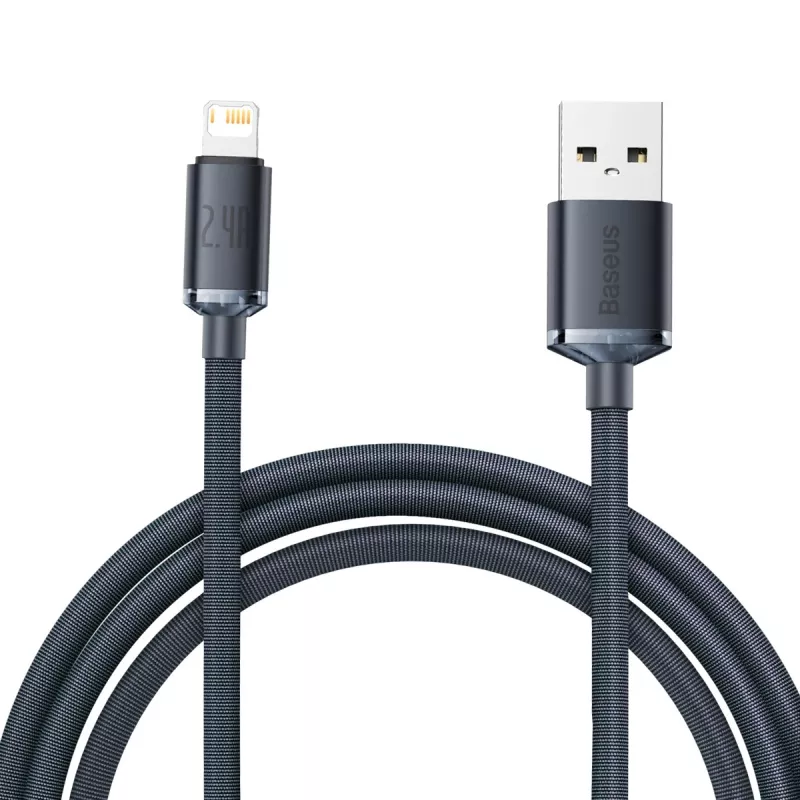Baseus Crystal Shine kabel USB naar Lightning, 2,4A, 2m (zwart)