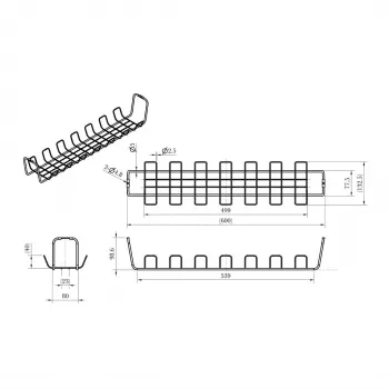 ROTRONIC-SECOMP Roline - kabel - organizer - raster - onder tafel monteerbaar - zwart (verpakking van 2)