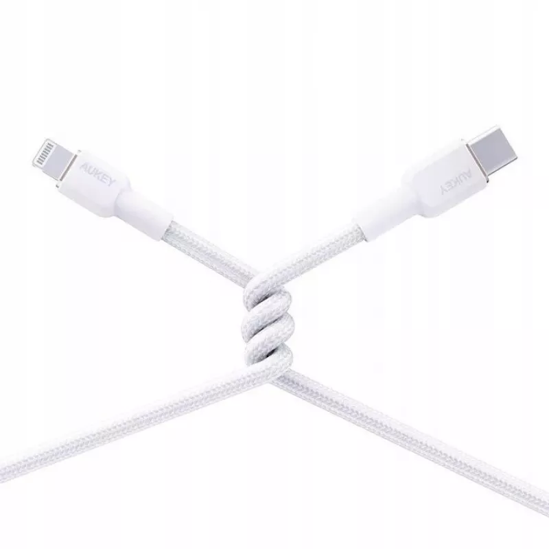 AUKEY CB-NAC1 witte nylon kabel USB-C naar USB-A