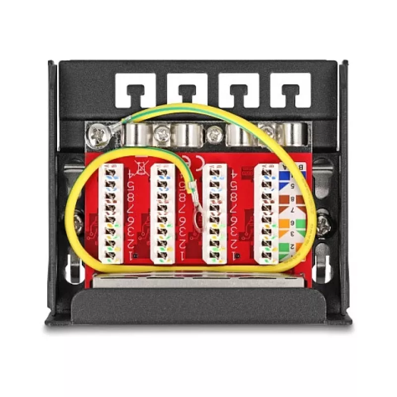Patchpaneel DELOCK mini desktop RJ45 4 poorten Cat.6A afgeschermd zwart, metaal, 90×22×93 mm