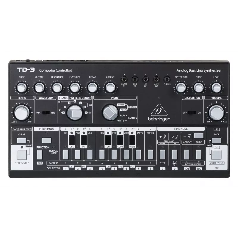 Behringer TD-3-BK analoge basline-synthesizer, zwart
