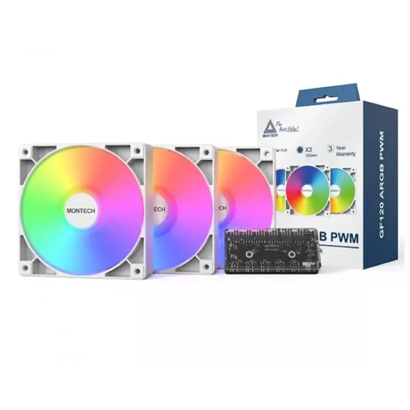 Montech GF120 V2 ARGB computerbehuizing ventilator module 12 cm wit 3 st.