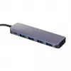 USB-hub Unitek P5+ — 5 poorten (4 × USB 3.2 Gen 2 Type-A), USB 3.2 Gen 1 host, 5 Gbit/s, 10 W PD, aluminium, grijs