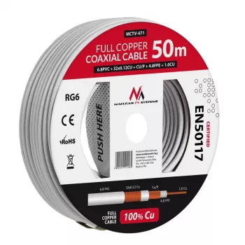 Coaxkabel Maclean MCTV-471 RG-6/U 50 m wit
