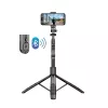Statief-selfiestick Crong CRGSGU1BLK aluminium Bluetooth met opvouwbare poten en telefoonhouder