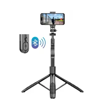 Statief-selfiestick Crong CRGSGU1BLK aluminium Bluetooth met opvouwbare poten en telefoonhouder