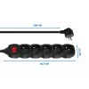 Stroomverlenging ESPERANZA ELK215K – 3 m kabel, 5 Type-E-aardingsstopcontacten, voor binnen, zwart