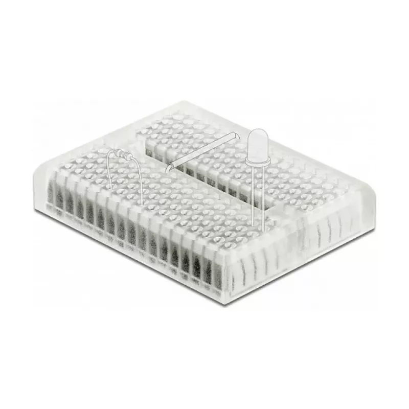 Breadboard DELOCK 18323 — transparant kunststof, 36×46×10 mm
