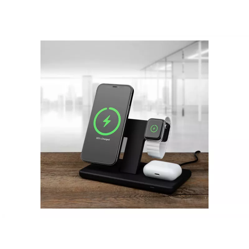 Fixed | MagPowerstation 3-in-1 draadloos oplaadstation met MagSafe-houder | FIXMPOS-BK | zwart