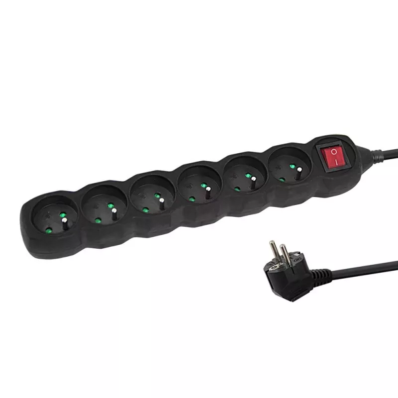 Esperanza ELK217K stroomverlenging 1,5 m 6 AC-stopcontact(en) binnen zwart