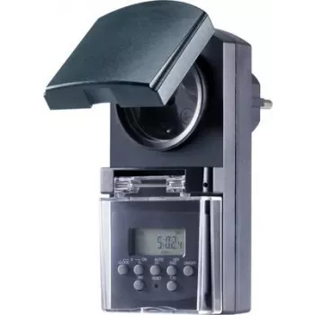 Basetech BT-2106308 stopcontact-tijdschakelaar digitaal weekprogramma 1800 W IP44 countdown-functie, randomfunctie