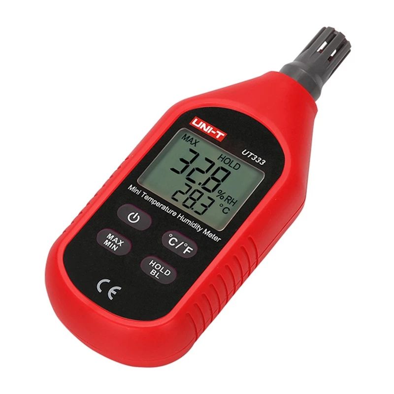 Mini temperatuur- en vochtigheidsmeter UT333 — draagbare thermo-hygrometer voor temperatuur- en relatieve vochtigheidsmeting