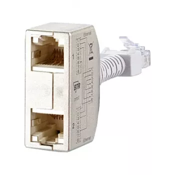 METZ CONNECT BTR Cable Sharing Adapter pnp 3 - netwerksplitter - RJ-45 (W) naar RJ-45 (M) - 8,9 cm - grijs (verpakking van 2) (130548-03-E)