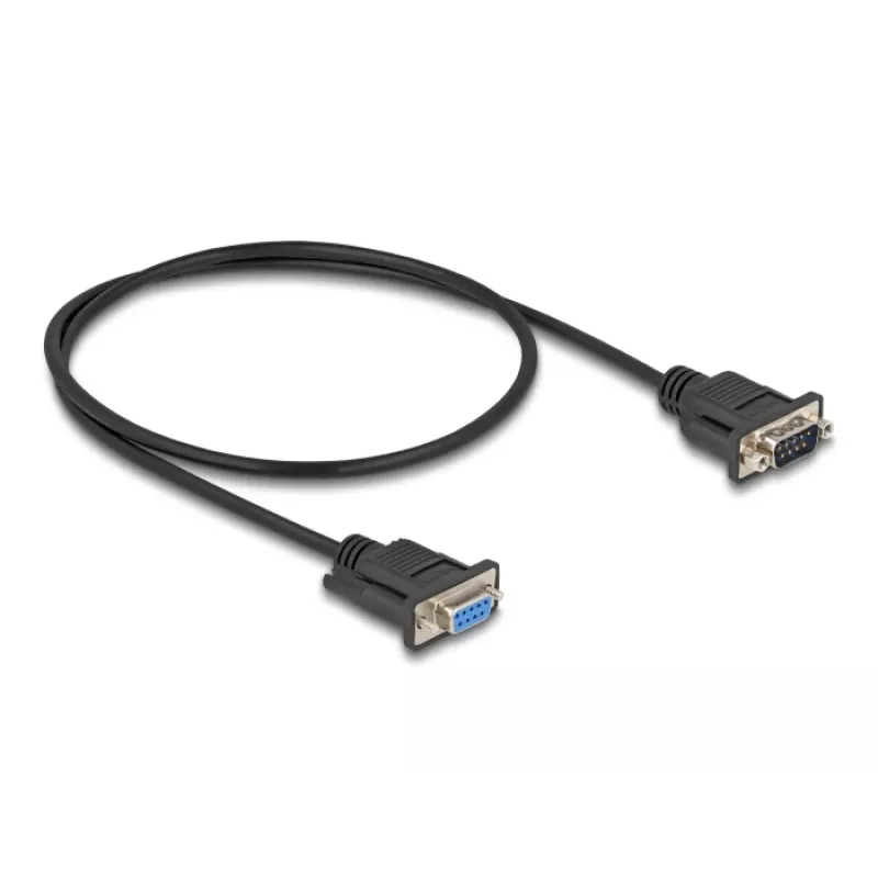 DeLOCK 87819 Seriële kabel RS-232, D-Sub 9 male naar female, 0,5 m, zwart