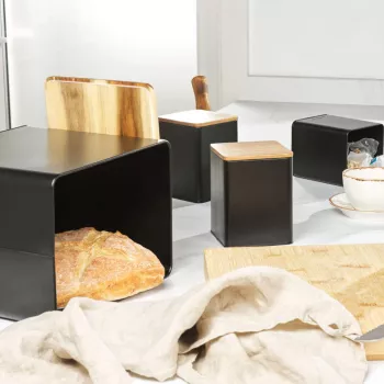 Broodtrommel-set Salter BW129001EU7 zwart 4-delig – bewaarbak voor brood en bakwaren