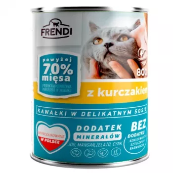 Nassfutter voor katten Frendi stukjes in kippensaus 800 g
