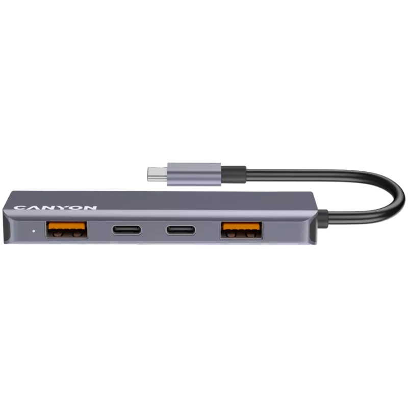 Canyon DS-18 - USB-C hub - 5 poorten - 1x USB-C 5V DC opladen - 2x USB-C - 10 Gbit/s - 2x USB 3.2