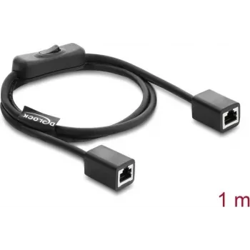 Netwerk-patchkabel DELOCK RJ45 Cat.6 F/UTP 1 m met geïntegreerde schakelaar (BUBU)