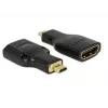 DeLOCK 65664 High Speed HDMI-adapter met Ethernet, HDMI Micro-D male naar HDMI-A female, 4K, zwart