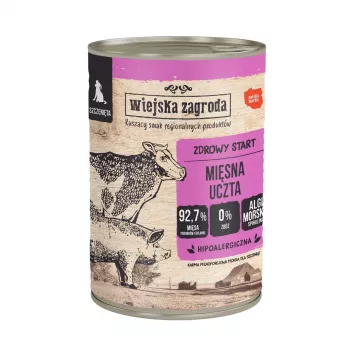 Natvoer voor honden wiejskazagroda kalkoen met lam 800 g blik, 82,2 % vocht, 8 % eiwit, 2,7 % vet